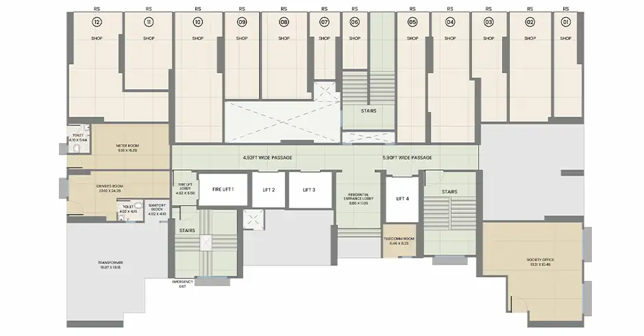 Rex Residency 2 BHK Floor Plan